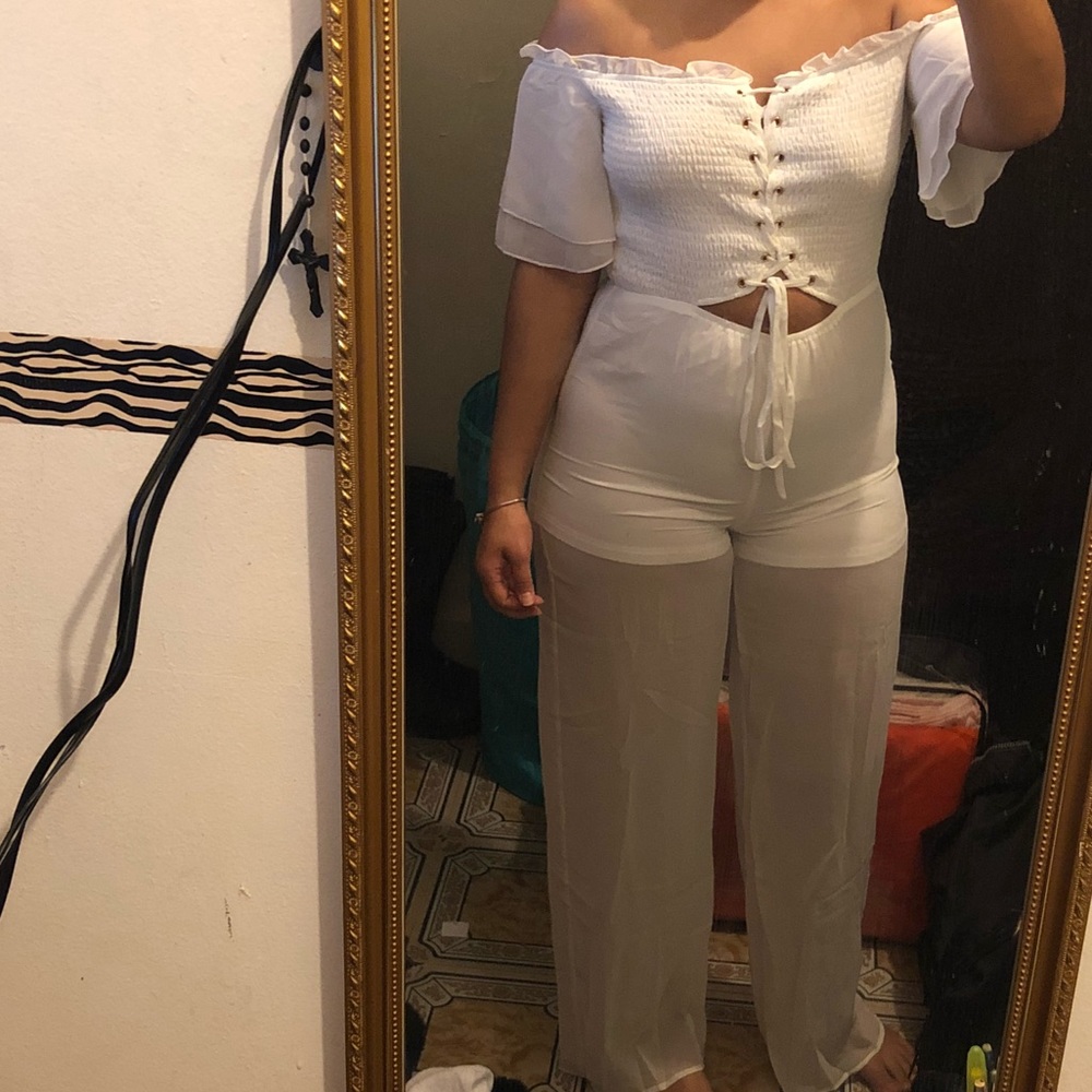 Brand new long white Jumpsuit